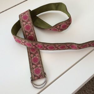 Preppy boho embroidered ribbon belt